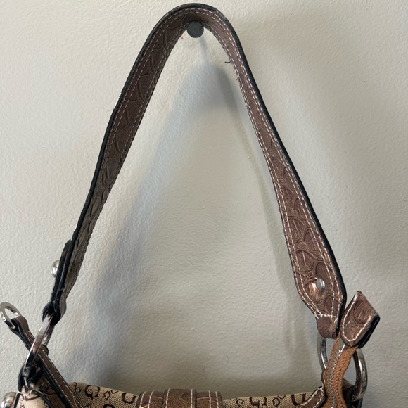Y2K Vintage Guess Signature Brown and Cream Shoulder Bag - Picture 5 of 12